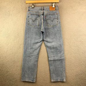 Levis Jeans 26 Women Blue Premium Denim Wedgie Button Fly Leather Patch